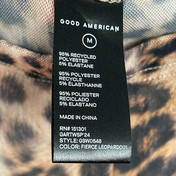 New Good American Sheer Mesh Wide Leg Pants Leopard Cover Up Club Sz M - Picture 6 of 14